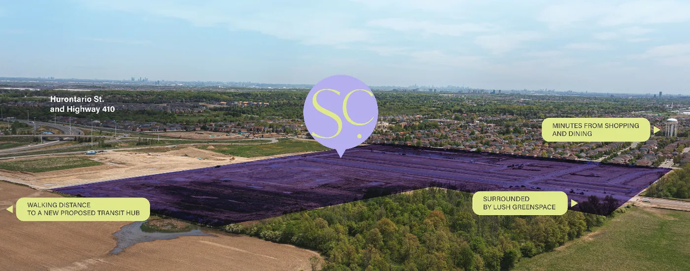 Aerial photograph of the SouthCal Phase 2 site near Hurontario Street and Highway 410 in Caledon