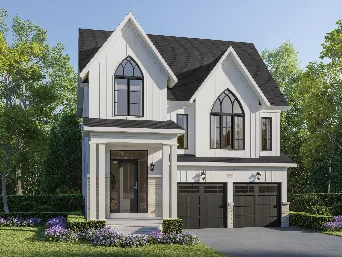 Farmhouse-style detached elevation at SouthCal Phase 2, Caledon